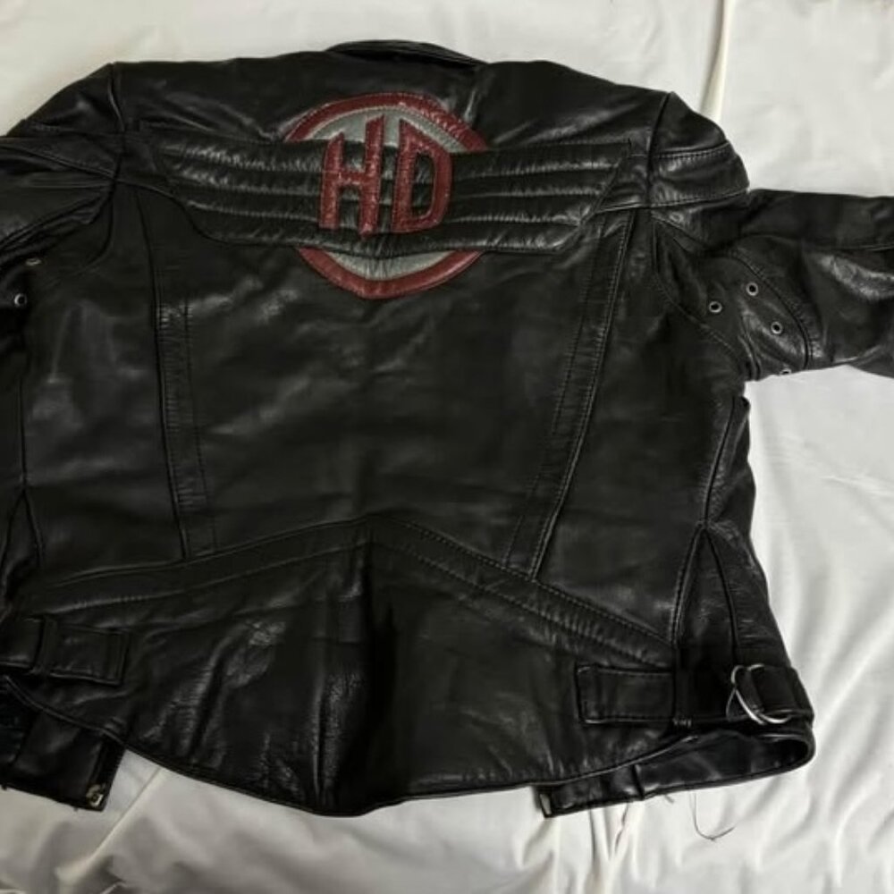 Hein Gericke Vintage Small black leather Harley Davidson biker motorcycle jacket